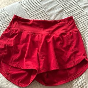 Lululemon red shorts 4 inch size 2